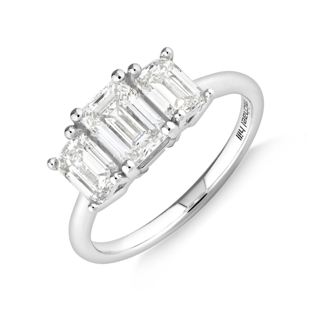 Three Stone Engagement Ring with 2.00 Carat TW of Laboratory-Created Diamonds in 14kt White Gold