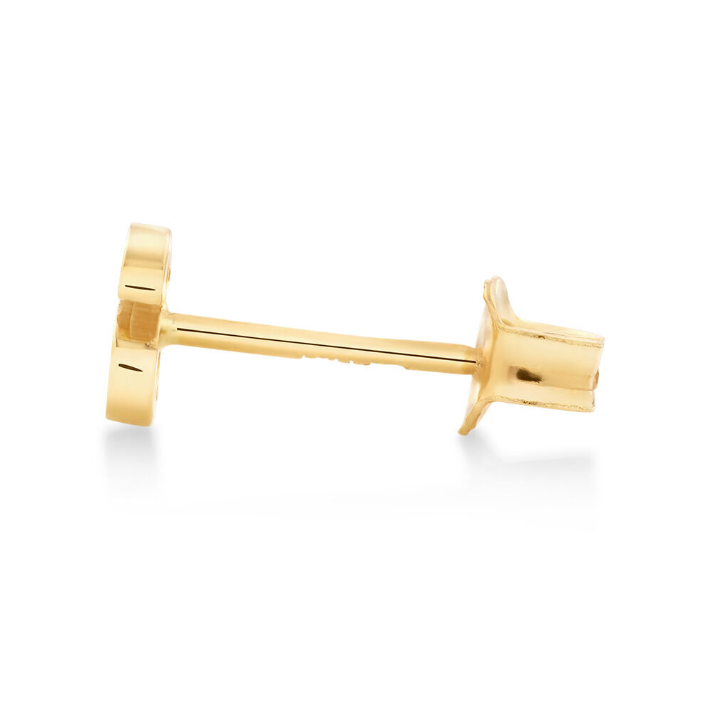 S Initial Single Stud Earring in 10kt Yellow Gold