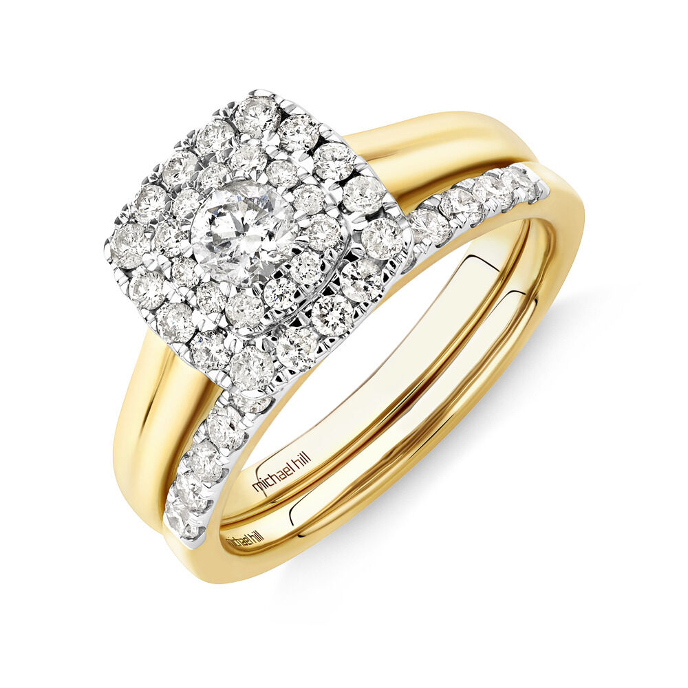 Bridal Set with 0.90 Carat TW of Diamonds in 10kt Yellow & White Gold