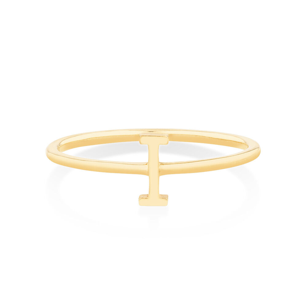 I Initial Ring in 10kt Yellow Gold