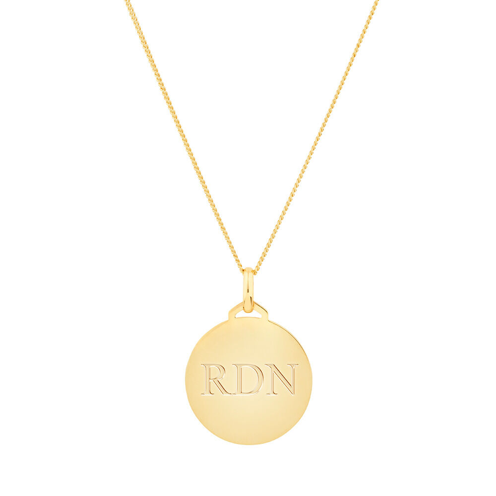 Engravable Disc Pendant In 10kt Yellow Gold
