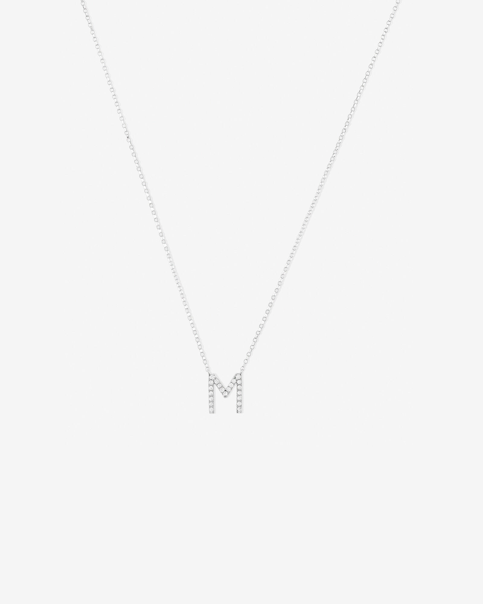White gold m necklace hot sale