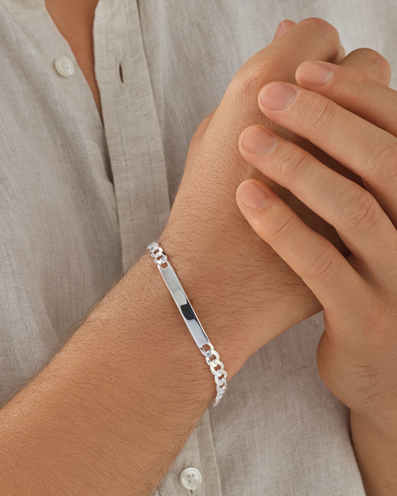 21cm 8.5 ID Curb Bracelet in Sterling Silver