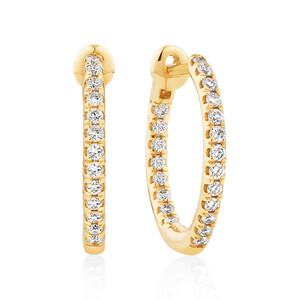 Hoop Earrings With 0.25 Carat TW Of Diamonds in 10kt Yellow Gold
