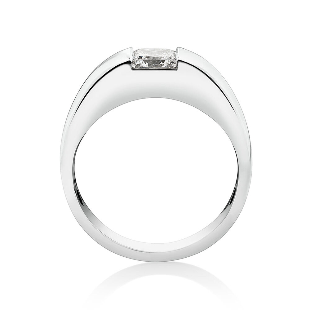 Laboratory-Created 1 Carat TW Diamond Solitaire Ring Men's Ring in 14kt White Gold