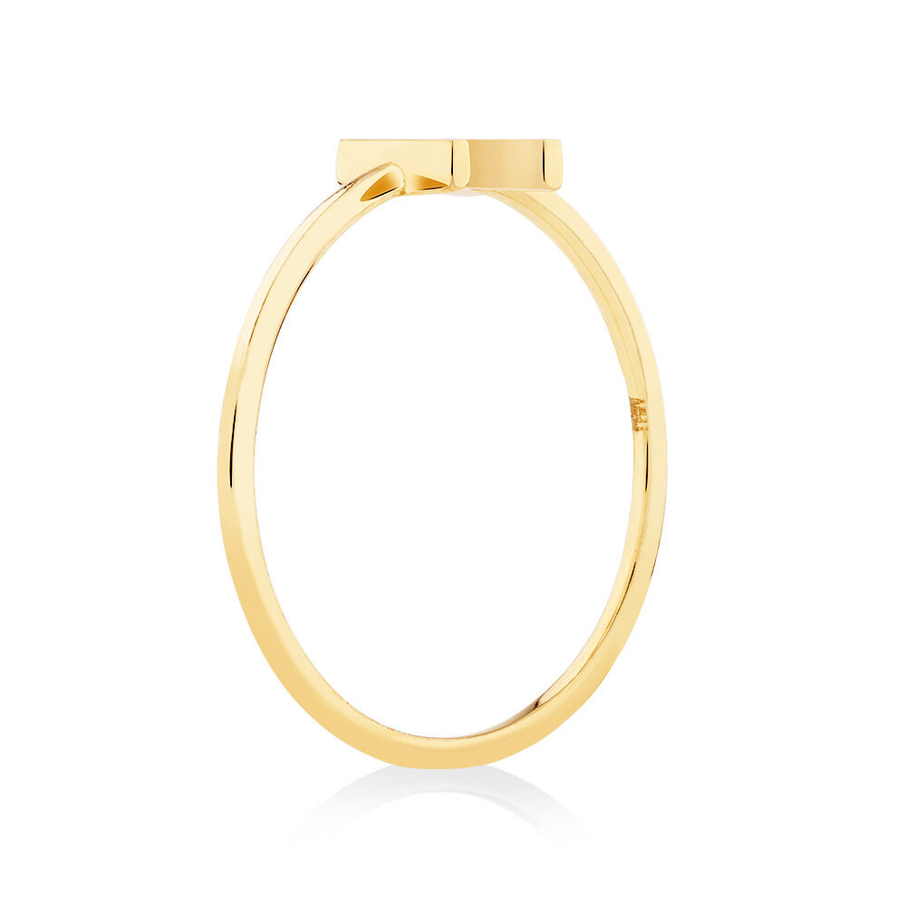 R Initial Ring in 10kt Yellow Gold