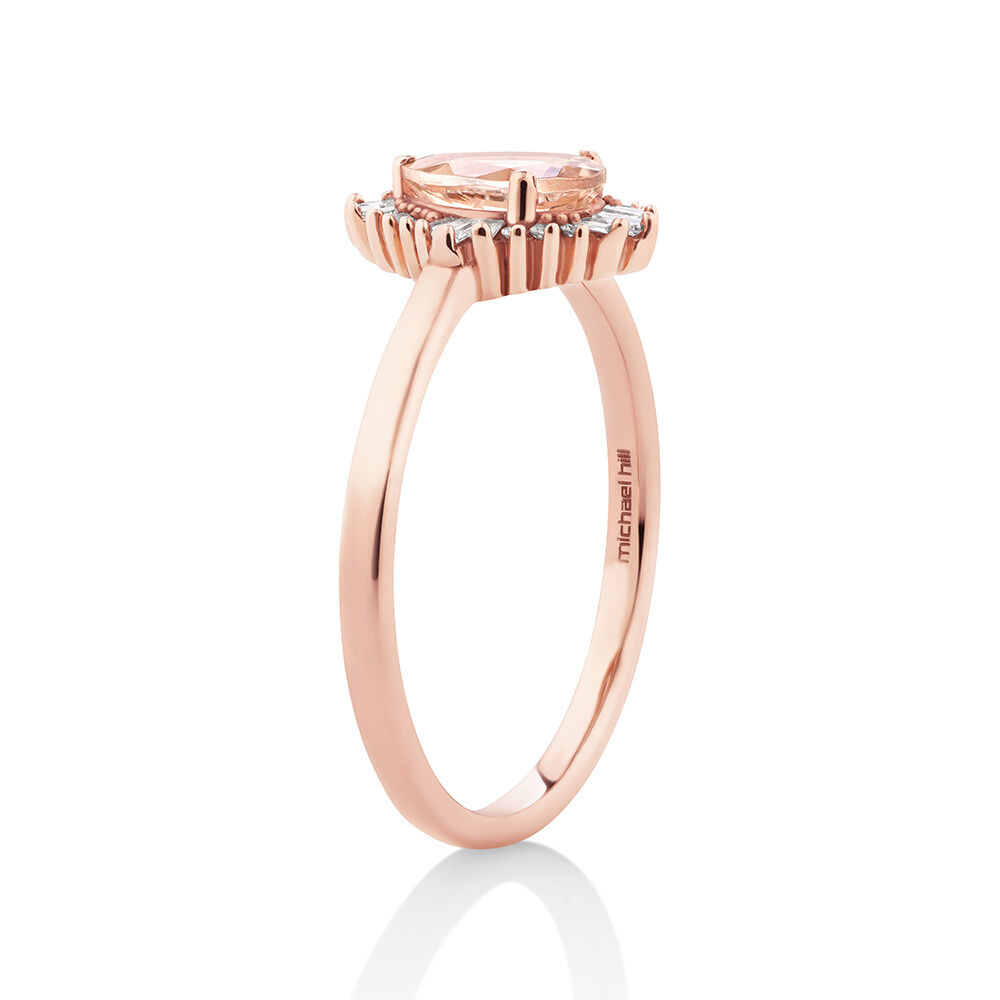 Ring with Morganite & Diamonds in 10kt Rose Gold