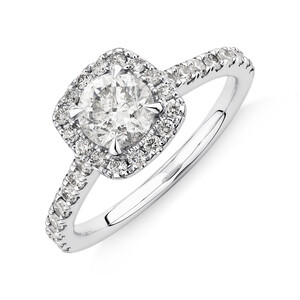 Evermore Halo Engagement Ring with 1.38 Carat TW of Diamonds in 14kt White Gold