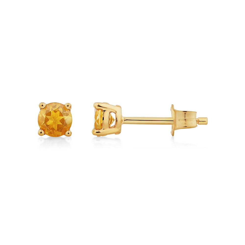 Stud Earrings with Citrine in 10kt Yellow Gold