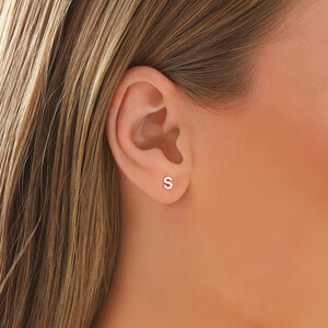 S Initial Single Stud Earring in Sterling Silver