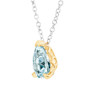 Pendant with Aquamarine in 10kt Yellow Gold & Sterling Silver