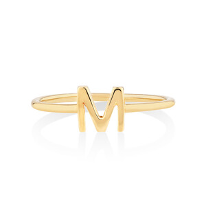 M Initial Ring in 10kt Yellow Gold