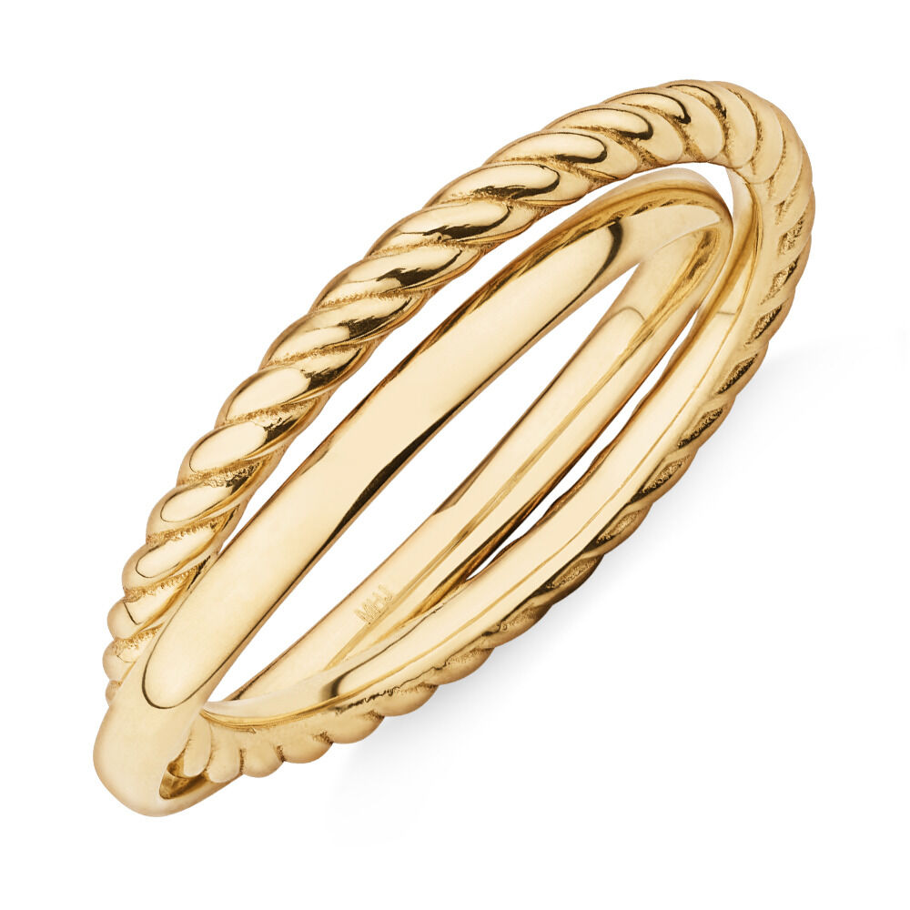 Rope & Polished Double Ring in 10kt Yellow Gold