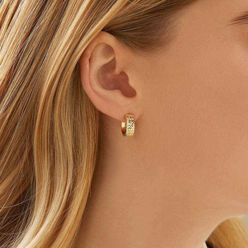 14mm Huggie Earrings in 10kt Yellow Gold