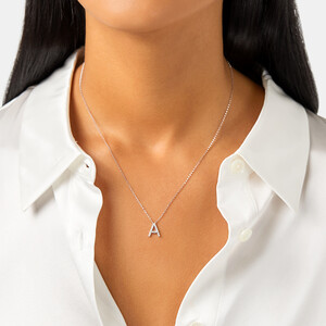 A' Initial necklace with 0.10 Carat TW of Diamonds in 10kt White Gold