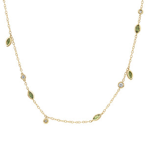 Necklace with Green Tourmaline & 0.14 Carat TW of Diamonds in 10kt Yellow Gold
