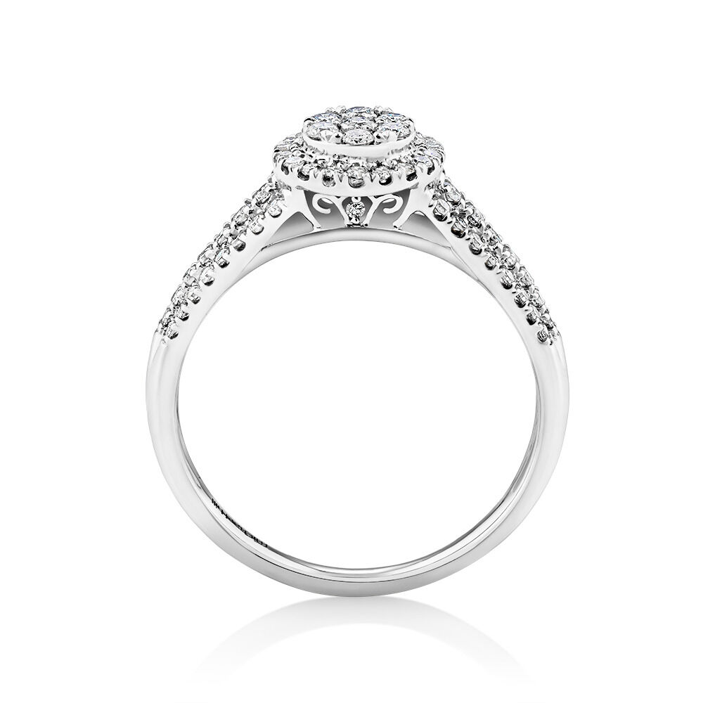 Round Halo Ring with 0.50 Carat TW of Diamonds in 10kt White Gold