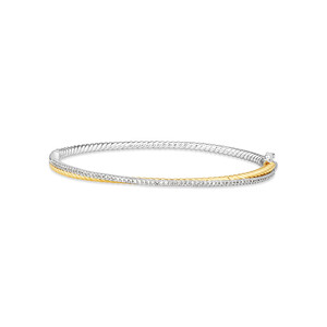 Double twist bangle with .32 Carat TW Diamonds in Sterling Silver and 10kt Yellow Gold
