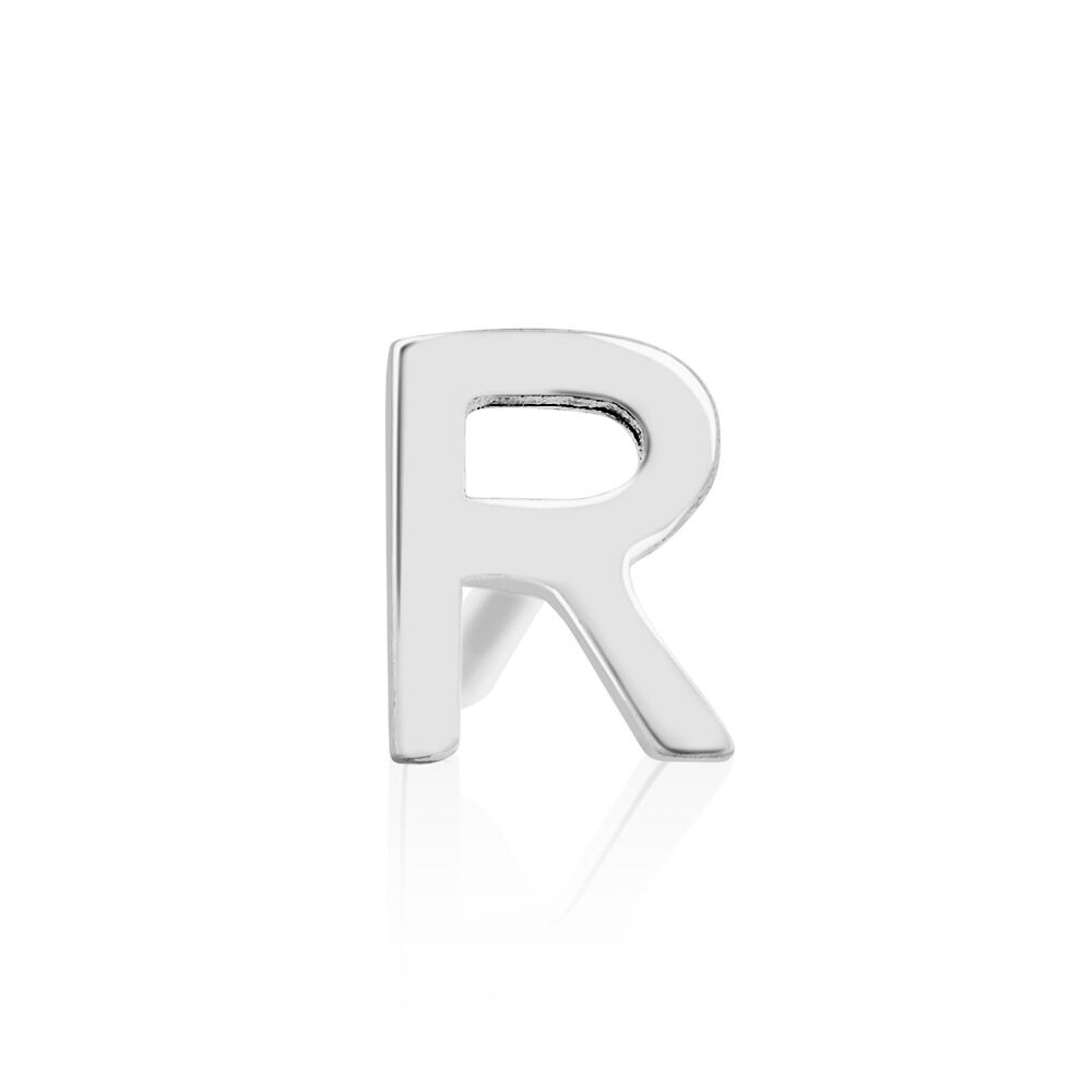 R Initial Single Stud Earring in Sterling Silver