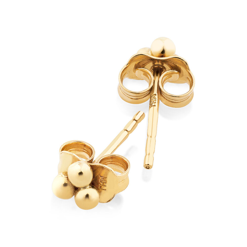 Trio Ball Stud Earrings in 10kt Yellow Gold