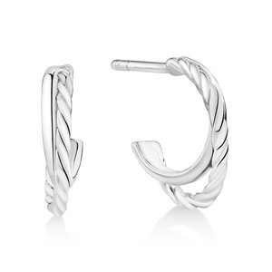 12mm Twist Huggie Earrings in Sterling Silver