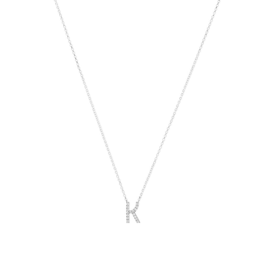 K' Initial necklace with 0.10 Carat TW of Diamonds in 10kt White Gold