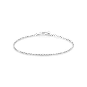 23cm (9") Rope Anklet in Sterling Silver