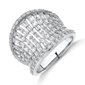 Concave Ring with 1.50 Carat TW of Diamonds in 14kt White Gold