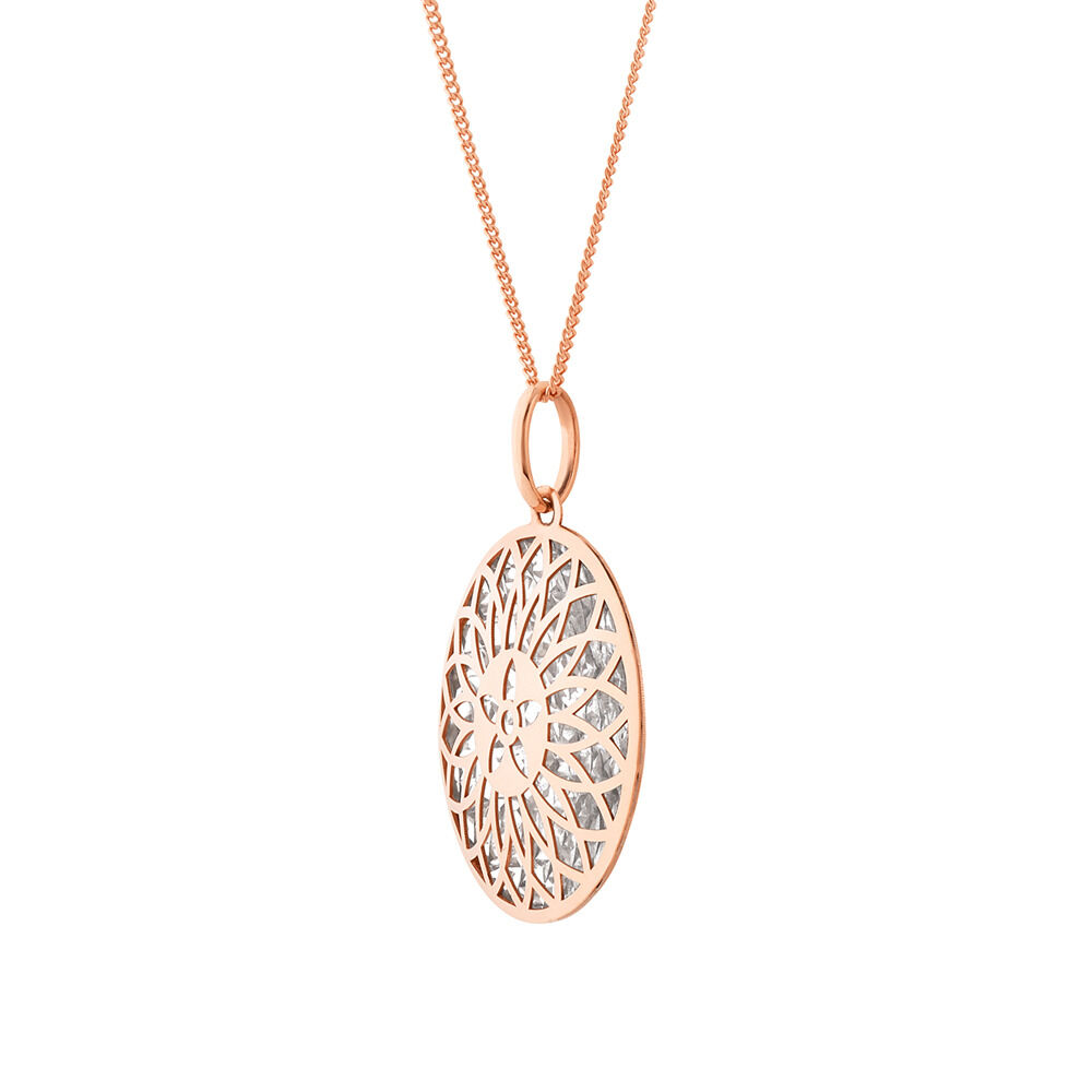 Round Pendant in 10kt Rose & White Gold