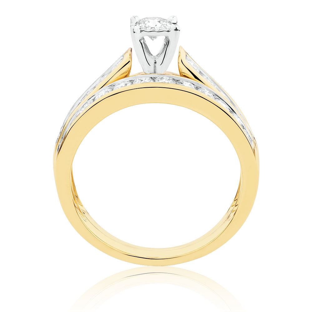 Bridal Set with 1 Carat TW of Diamonds in 14kt Yellow/White Gold
