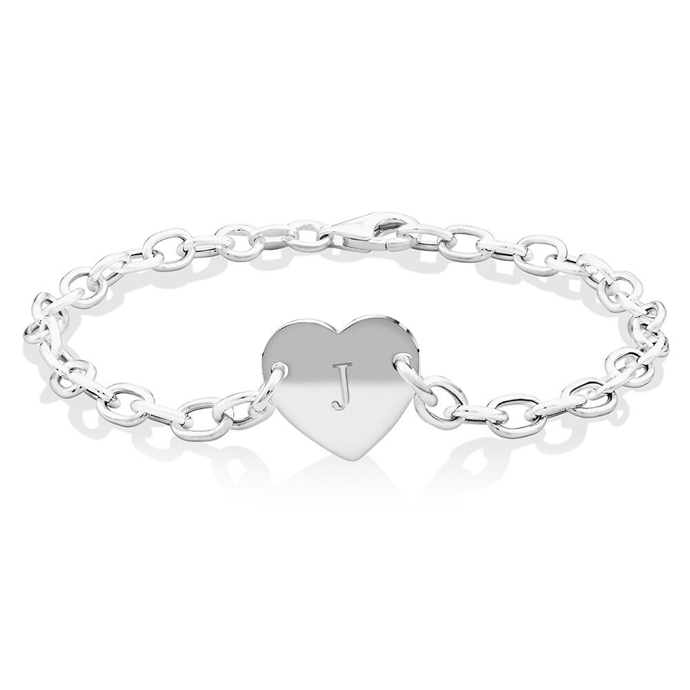 19cm (7.5") Heart Disc Bracelet in Sterling Silver