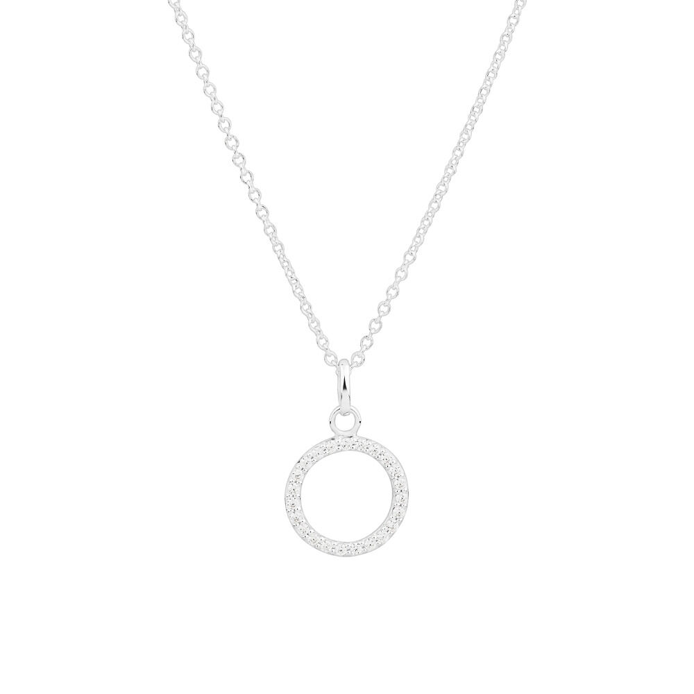 Open Circle Pendant with Cubic Zirconia in Sterling Silver