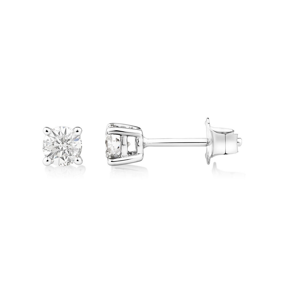 Stud Earrings with 0.46 Carat TW of Diamonds in 14kt White Gold