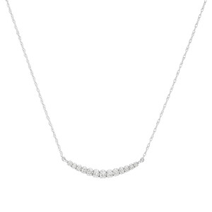 Graduated Bar Necklace with 0.20 Carat TW of Diamonds in 10kt White Gold