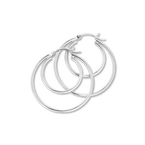 32mm Double Hoop Earrings in Sterling Silver