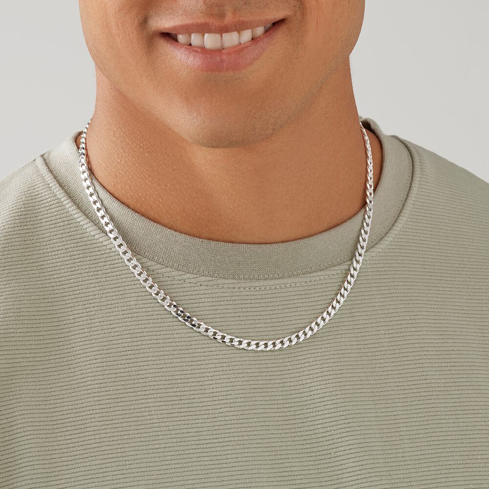 50cm (20") 5mm-5.5mm Width Curb Chain in Sterling Silver
