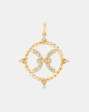 Pisces Zodiac Pendant with 0.15 Carat TW of Diamonds in 10kt Yellow Gold