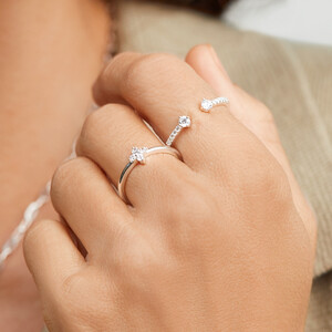 Open Ring with Cubic Zirconia in Sterling Silver