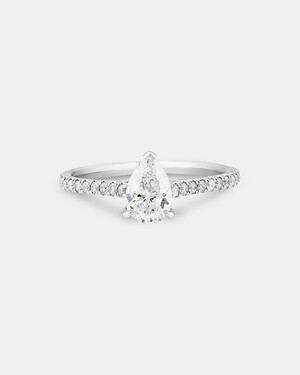 Pear Solitaire Engagement Ring with 1.12ct TW of Diamonds in 14ct White Gold