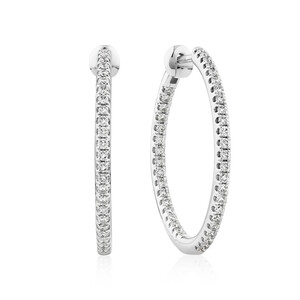 Hoop Earrings With 0.50 Carat TW Of Diamonds in 10kt White Gold