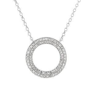 Pave Circle Pendant with 0.25 Carat TW of Diamonds in 10kt White Gold