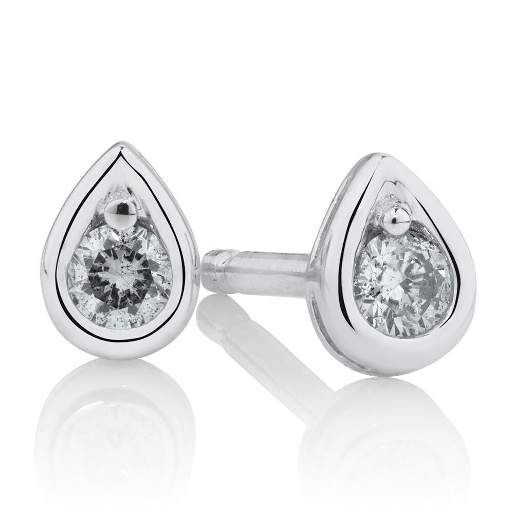 Boutons d'oreilles en forme de poire en argent sterling avec diamants