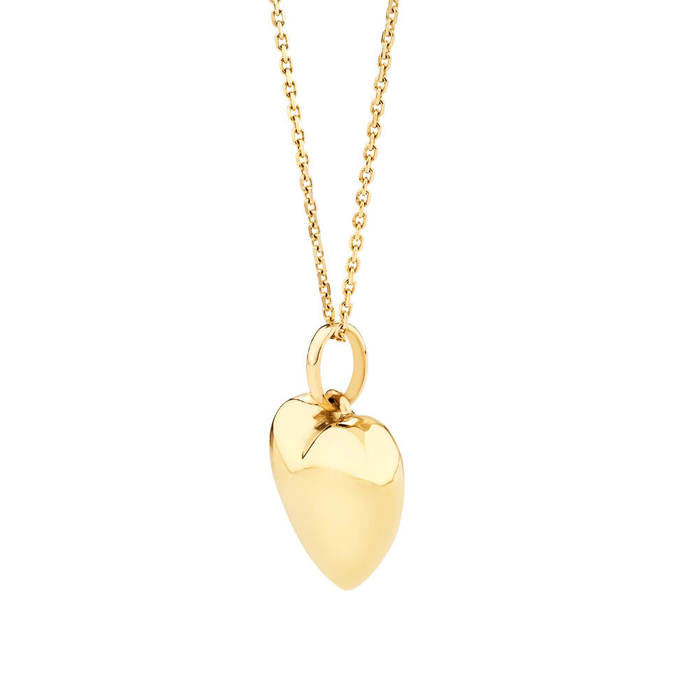 Puff Heart Pendant in 10kt Yellow Gold