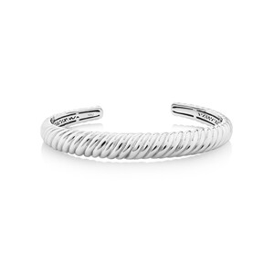Sculpture Croissant Cuff Bangle In Sterling Silver