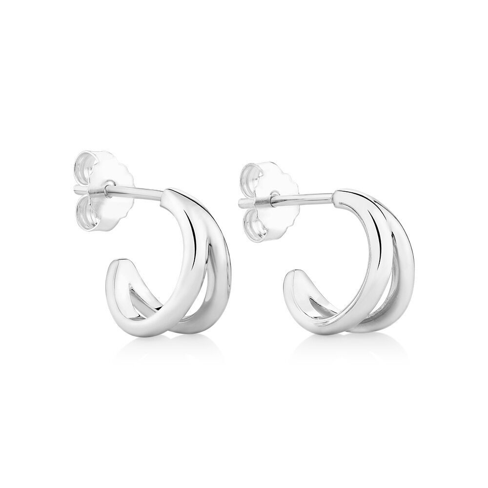 Split Hoop Stud Earrings in Sterling Silver