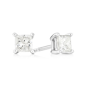 Stud Earrings with 0.71 Carat TW of Diamonds in 14kt White Gold