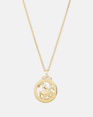 Capricorn Zodiac Necklace in 10kt Yellow Gold