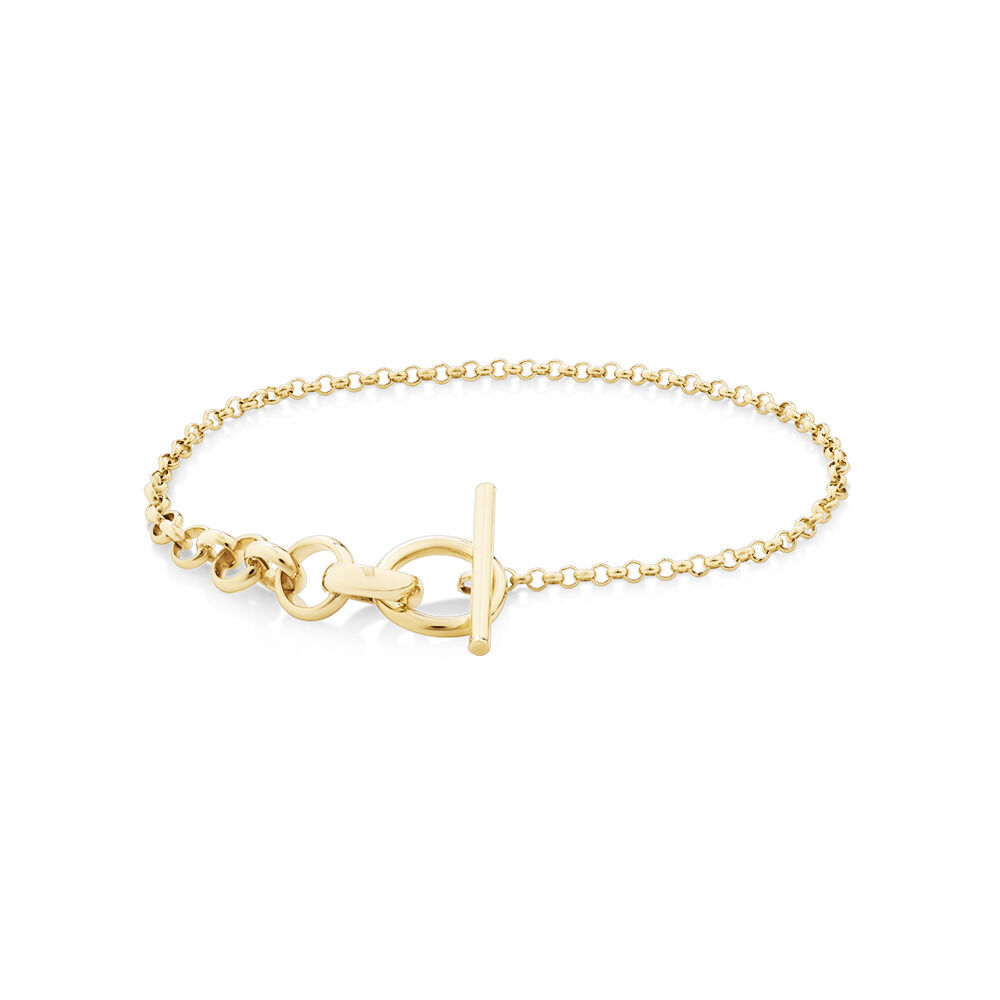 19cm (7.5”) Hollow Graduated Belcher Toggle Bar Bracelet in 10kt Yellow Gold