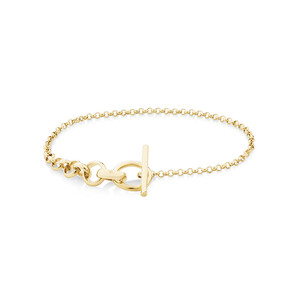 19cm (7.5”) Hollow Graduated Belcher Toggle Bar Bracelet in 10kt Yellow Gold