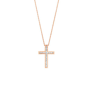 Cross Pendant in 10kt Rose Gold With 0.34 Carat TW of Diamonds